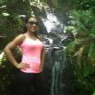Susan on Chuckanut Trail by a waterfall